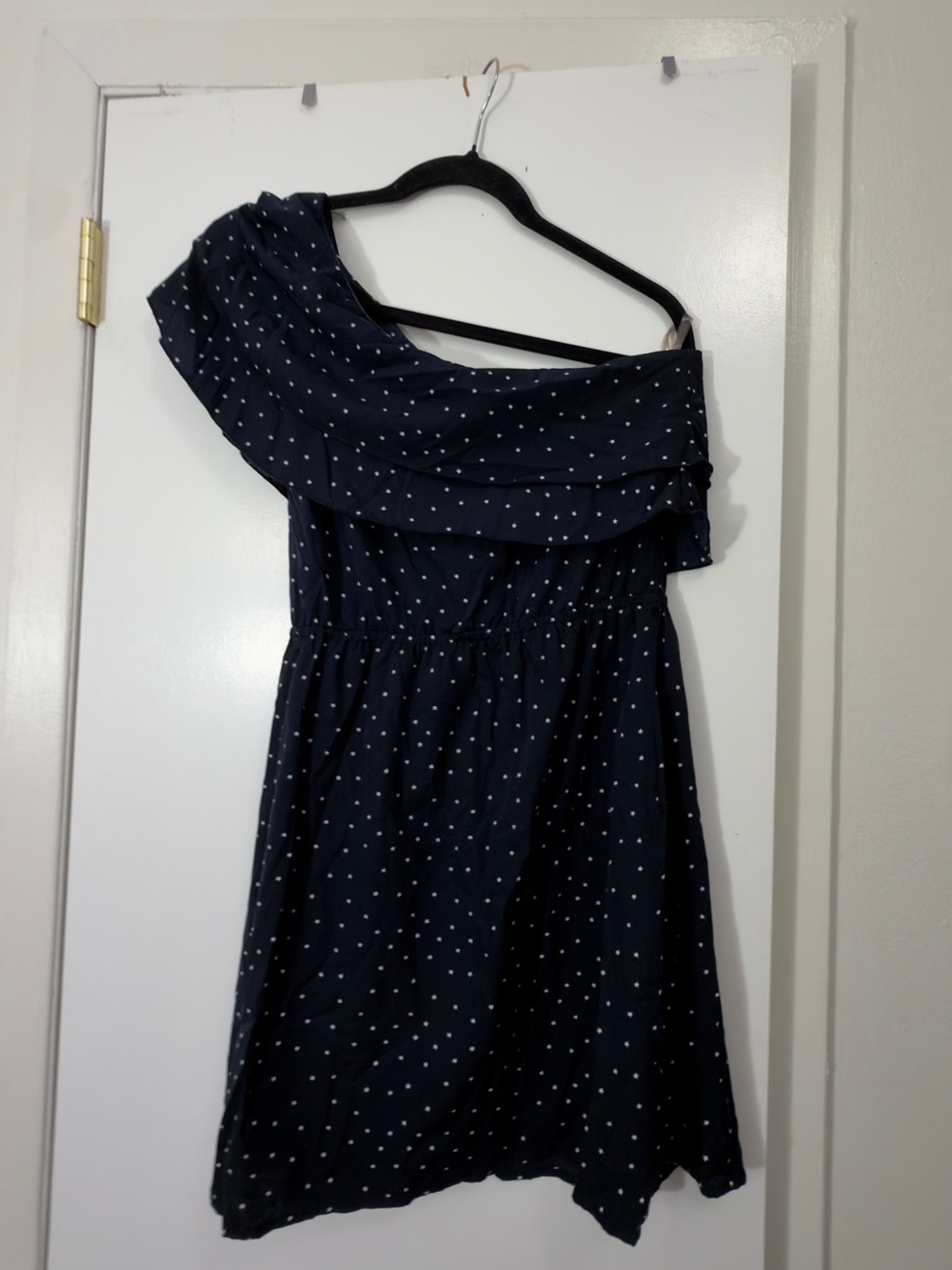 indulge Navy One-Shoulder Polka Dot Dress